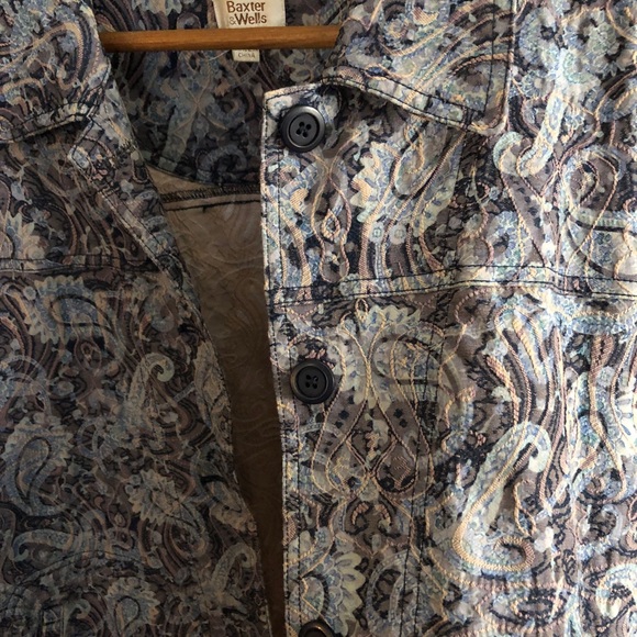 Baxter & Wells Vintage 90's Blue Floral Paisley Embroidered Jacket Boho Artsy XL - Picture 13 of 16